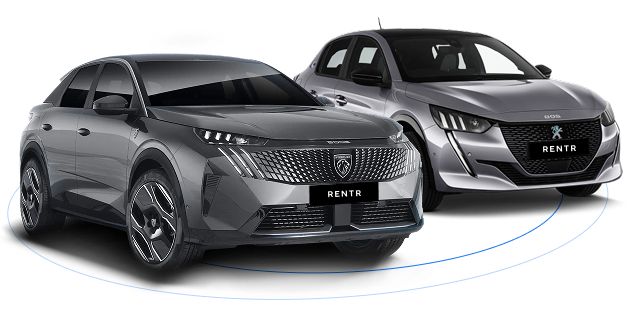 Deux Peugeots avec des cache-plaque RENTR